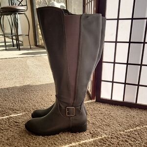 Elegant Dark Grey Knee-High Boots
